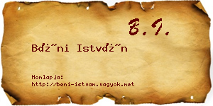 Béni István névjegykártya
